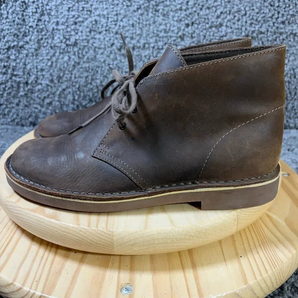 Clarks Bushacre 2 Desert Chukka Boots Mens Size 8.5 Brown Leather Lace Up Shoe